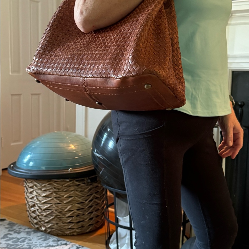 Valentina Woven Leather Tote Handbag - Picture 12 of 12